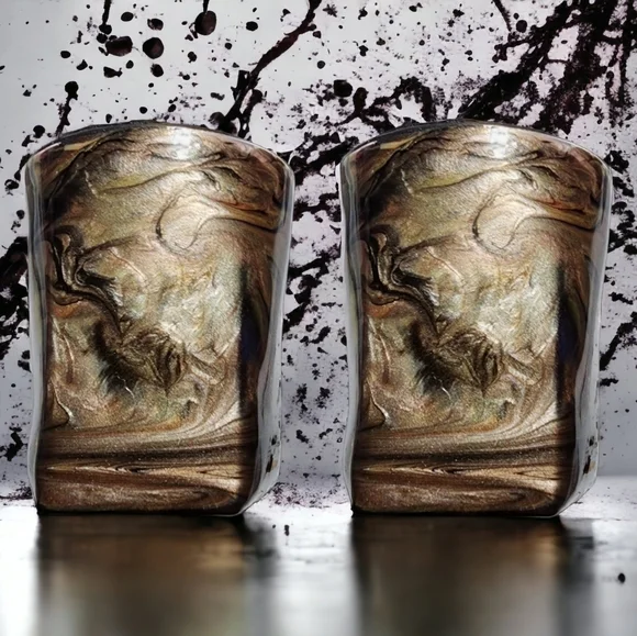 Bourbon Rocks Glasses/Marbled Brown and Copper - Picture 1 of 3
